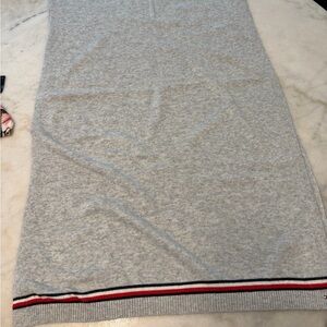 Tommy Hilfiger Gray Scarf with Red and Black Stripes